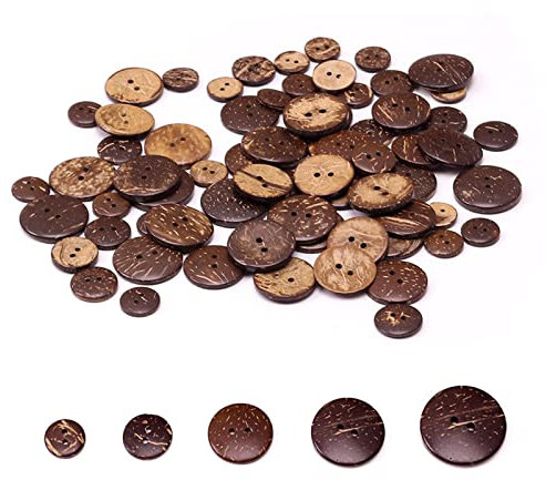 100 Stück Holzknöpfe Rund Vintage für DIY Nähen Bastel Geschenk Deko - Natur