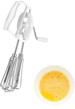 Tiiyee Manual Egg Blender, Rotary Manual Hand Whisk Egg Beater Stainless Steel Stir Hand Crank Milk Frother Mixer Handheld Kitchen Cooking Tool for Home Blending Whisking Beating Stirring