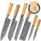 ninetyfive® hochwertiges 6 teiliges Damastmesser Set mit edler Geschenkbox aus Holz | extrem scharfe Küchenmesser mit Echtholzgriff | Küchenmesser Damast | Messerset | Messer damast