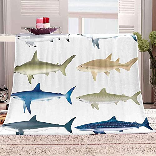 okoikfc Kuscheldecke Flauschig 220x240 cm 3D Hai Decke Fleecedecke - Wohndecke, Sofadecke XXL, Decke Couch Blanket, Kuscheldecke Große, Sofa überwurfdecke