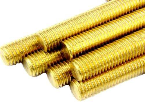 TULDYS WALENI 4 Stück Messing-Gewindestange M3 M4 M5 M6 M8 M10 M12 M14 M16 L20 mm 30 40 50 100 mm Messing-Metrische Schraube Vollmassivmessing Alle Gewindestangenbolzen(40mm,M4)