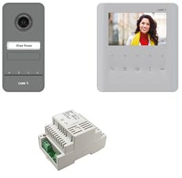 CAME kit videocitofonico monofamiliare composto da ricevitore interno vivavoce PLX V 5 bianco, posto esterno LHS V/01 con pulsante singolo e alimentatore VAS/101, semplice da installare