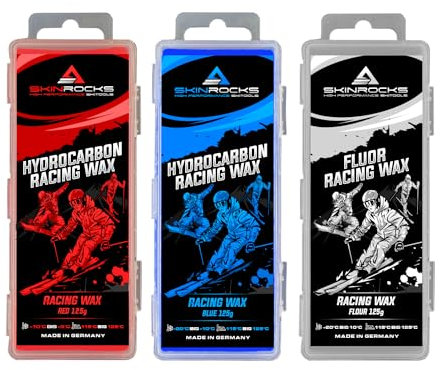 SkinRocks Hydrocarbon & Fluor Racing Wachs Mix Ski LL Snowboard Red-Blue Wax