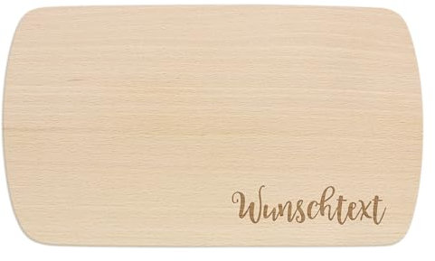 PrintPlanet® - Personalisiertes Holz-Frühstücksbrettchen mit Gravur - Schneidebrett mit Namen personalisiert - Motiv: Wunschtext 1. Zeilig