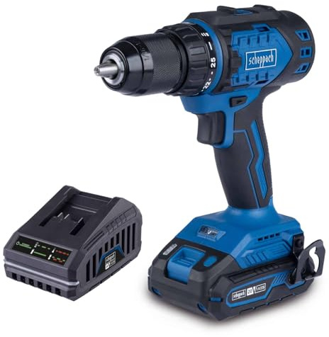 Scheppach BC-DD60-X sladdlös borrmaskin – SET S – 20 V IXES-serien – 60 Nm – 1 600 varv/min borrning Ø 13–38 mm – 1 x 2Ah batteri + laddare ingår