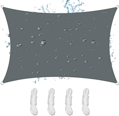 NAKIHOUSE Sonnensegel Wasserdicht 3x5m Rechteckig Premium PES Polyester Sonnenschutz Windschutz Segel 98% UV-Schut Sunsegel für Balkon Terrasse Garten Camping Outdoor, Grau