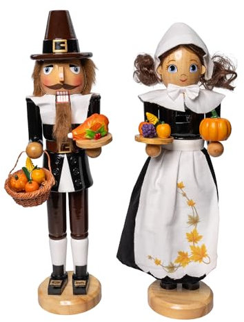 Kurt Adler 15 Inch Pilgrim Man & Woman Nutcracker 2 Piece Set