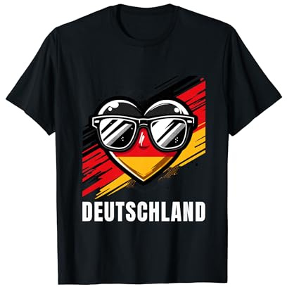 Herz Mit Sonnenbrille Flagge Faustball Fussball Deutschland T-Shirt