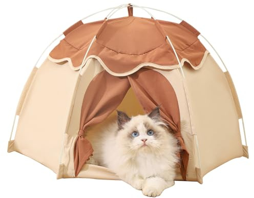 Gigreinc Cat Tent for Indoor, Indoor Dog House,Kitten Tent Suitable for Samll Dogs,Pet Cute Cave Nest Dog Houses(Beige, Large)