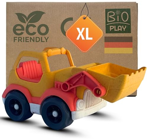 BIOPLAY Bulldozer | Bio Kunststoff | Nachhaltiges Spielzeug ab 1 Jahr für Jungen und Mädchen | Indoor und Outdoor Planierraupe | Schubraupe | Räumfahrzeug | Sandspielzeug