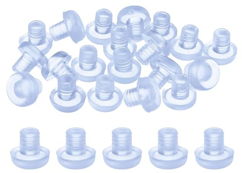 sourcing map 30Pcs Glass Top Table Bumpers with Stem, Soft Plastic Grippers Anti Slip Pads for 5mm Hole, Table Spacers Furniture Cabinet Pads Foot End Caps Covers Protectors for Chair, Clear
