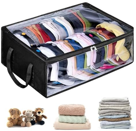 Contenitore Per Cappelli - Scatola Di Archiviazione Del Cappello, Porta Bandiera Trasparente | Custodia Piegabile Per L'organizzatore Di Cappelli Con 2 Manici Robusti, Borsa Da Stoccaggio Sotto Il Let