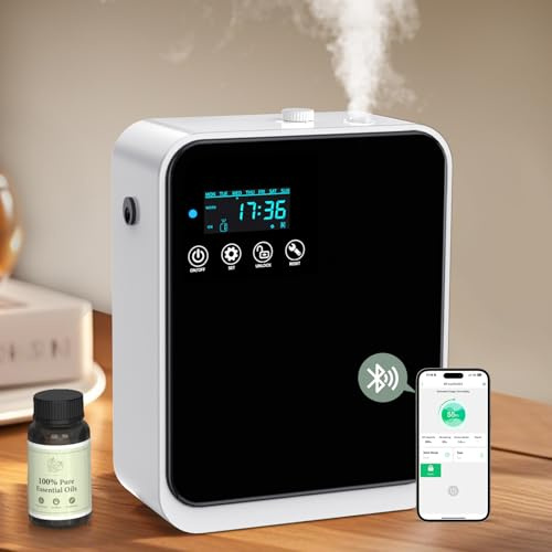 ShinePick Aroma Diffuser Wasserlos, 240ml Smart Wasserloser Diffuser für Ätherische Öle, LCD-Display, App Telefonsteuerung Aroma Diffusor Ohne Wasser Set Mit 80ml Ätherische Öle