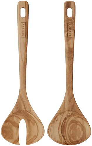 Stellar Olive Wood Utensils – 2pc Salad Server Set