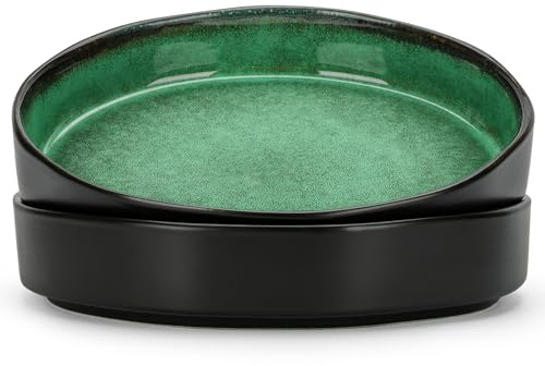 CSYY Pasta Bowls, 22cm Porcelain Serving Bowls, 1000ml Large Deep Plates Round Premium Green Bowls Set for Salad, Pasta, Fruit(2pack)