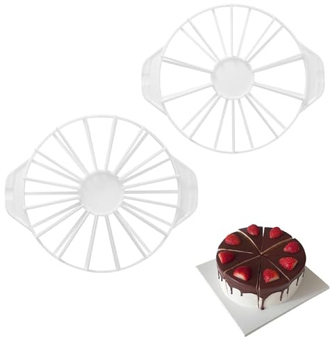 chiquieray 2 Stücke Kunststoff Tortenteiler,Rund Torteneinteiler für 10/12/14/16 Stücke,Verstellbarer Kuchenteiler,Ortenstücken Küche Kuchen Gadget,Wiederverwendbare(Weiß)
