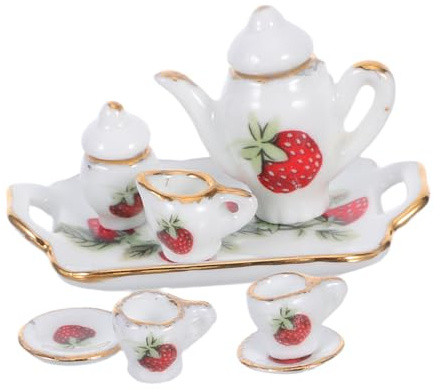 LALADEFIEE Miniature Porcelain Tea for Dollhouse Kitchen Tiny Ceramic Teacups and Coffee Mug Collection Creative Role Play Accessory for Pretend Tea Party and Miniature Home Decor