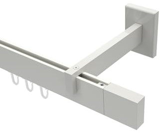 INTERDECO Innenlaufstange 1-läufig Weiß 100 cm | aus Aluminium, für Wandmontage, Endstück Lox (Quader), kürzbar, Traglast bis 6 kg, Modern