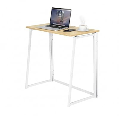 Amveya Klappbarer Schreibtisch 80x40x70CM Klapptisch Klein Computertisch PC Tisch Laptoptisch Platzsparender Bürotisch für Schlafzimmer Wohnzimmer Heimbüro Moderner Study Table（Eichenholzfarbe）