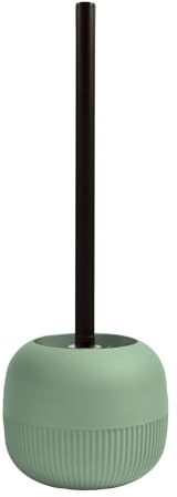 MSV - Spazzolone WC Gino Basil - Design Moderno - 9.1 x 9.1 x 37.4 cm - Verde - Manico Lungo ed Ergonomico - Supporto Sospeso - Facile da Pulire e Igienico