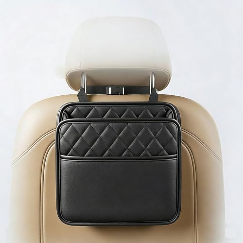 Organisateur De Siège Voiture pour Audi Q2 (GA 2016-2025 2026),Sac De Rangement Suspendu En Cuir Pu Losange,Poche Passager Avant Et Arrière,Accessoires Intérieur