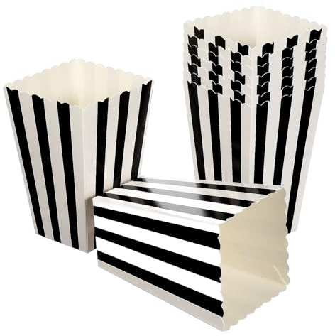 Popcorn-Kästen, Süßigkeit-Behälter-Papierstreifen-Kasten für Film-Partei-Bevorzugung, 24pcsBlack