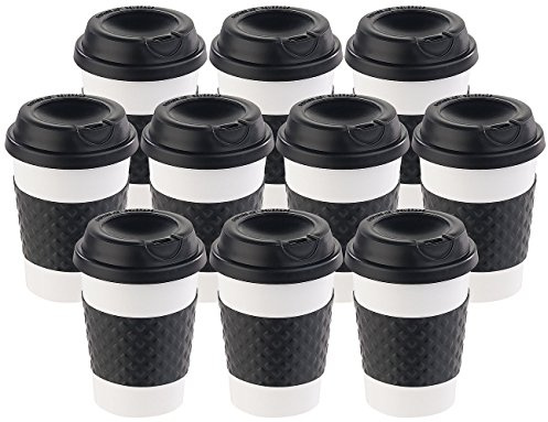 PEARL Kaffee-to-Go-Becher: 10er-Set Coffee-to-go-Becher, Deckel, 350 ml, doppelwandig (Tassen mit Deckeln, Isoliertasse mit Deckel, Tasse)