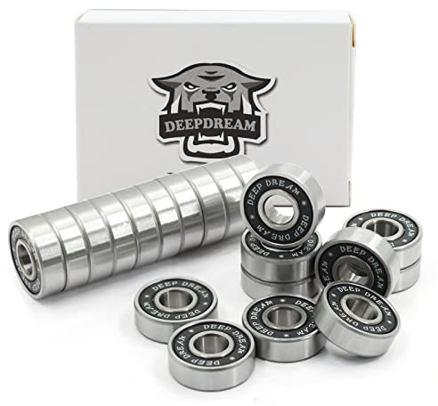 Premium 20Pcs 608rs Bearings Skateboard Bearings ABEC Bearings Chrome Steel Ball Bearing Longboard Bearings (8x22x7mm) for Quad Skate Double Rubber Sealed Miniature Deep Groove Bearings