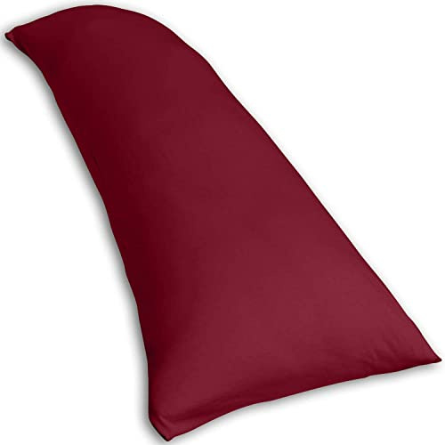 Traumreiter Visco Dream XL Seitenschläferkissen mit Bezug Baumwolle Bordeaux Rot I Extra breites Gel Körperkissen I Seitenkissen Seitenschlaeferkissen Seitenschläfer Kissen Schlafrolle Komfortkissen