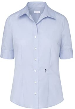 Seidensticker Damblus – strykfri smal midjeskjorta – smal passform – skjortblus – kortärmad – 100% bomull, blus, ljusblå, Blus, 40