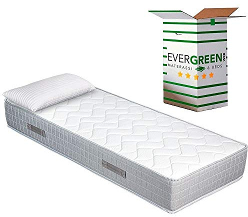 EVERGREENWEB Matelas Simple 90x200 cm - Épaisseur 25 cm - Double Face réversible - Mousse H.R - Système Triple Couche - 7 Zones de Confort - Indépendance de Couchage - Haute densité - Big Fashion