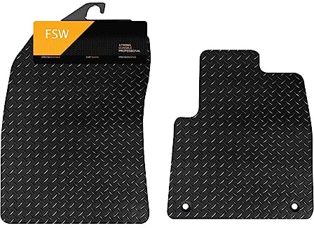 FSW Van Mats Fits Peugeot Partner 2019-On, 5mm Rubber, Black, 2 Piece | Custom Fit, Extra Heavy Duty Floor Mats, Anti-Slip, Waterproof, Fitted With Clips