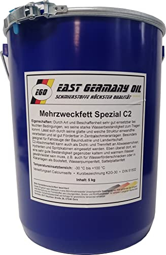 East Germany Oil Mehrzweckfett Spezial C2, 5 kg Eimer, Schmierfett, Maschinen-Schmierfett, Allround-Maschinengebrauch, Korrosionsschutz, 5000 Gramm