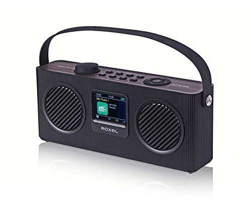 Roxel DAB, DAB+ Digital and FM Radio Mains Powered and Battery Powered Portable Radio | BT Speaker | USB Playback, TF Card, Bedside Alarm Clock | Sleep Timer, 2.4 inch LCD display, RDR-80
