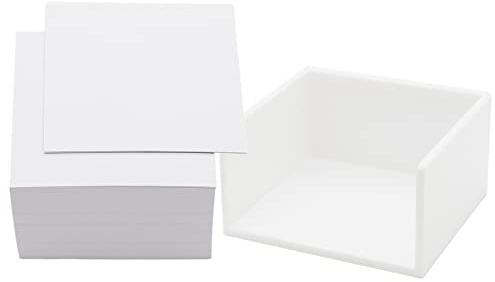 Weißer Memohalter mit leeren Notizen, Würfel, einfacher PS-Notizblock-Organizer, Spender, 500 Blatt, nicht klebrige Notizblöcke, Set für Zuhause, Büro, Schulbedarf