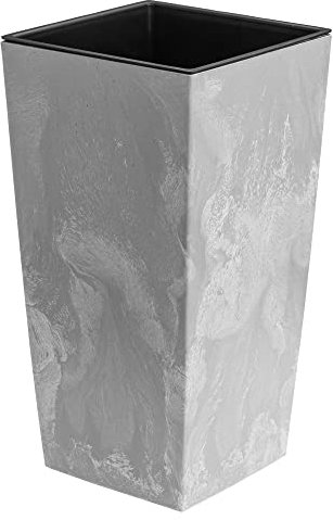 Pot de Fleurs carré en Plastique - 11,4 l - avec Insert - 5 l - Aspect béton - Hauteur : 375 mm - pour l'intérieur et l'extérieur - pour Patio, Salon, terrasse