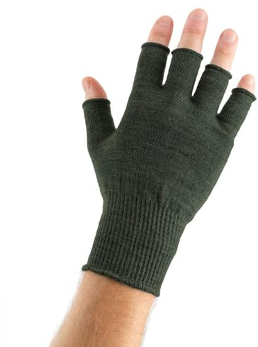 EDZ Fingerlose Handschuhe aus Merinowolle, grün, XL