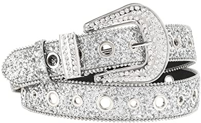 Kajeer Cintura da donna con strass per jeans, cinture in pelle con borchie Bling per cowgirl occidentale