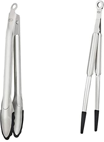 RÖSLE Gourmetzange Silikon, 30 cm & Spitzzange Silikon, Hochwertige Zange zum gezielten Greifen und Wenden beim Kochen oder Grillen, 32 cm