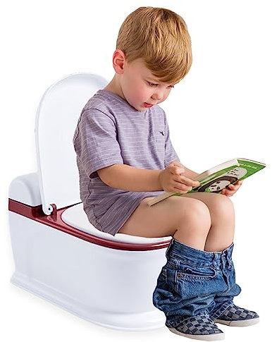 Sobebear 20.5cm Potty Training Toilet Seat for Toddlers, Non-Slip Design with Large Backrest, PU Cushion with Moderate Hardness, Comfortable and Portable, Easy-to-Clean Urinal Pot, 18+ Months (Red)