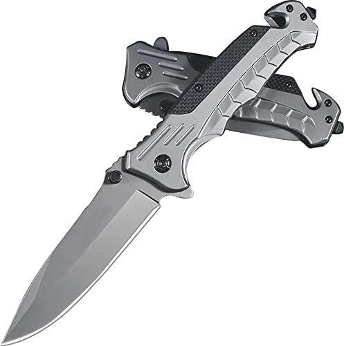 KEMOFOD Klappmesser Taschenmesser Survival Messer mit Glasbrecher & Gurtschneider, Überlebensmesser Einhandmesser Outdoor Messer Rescue Messer mit Gürtelclip für Camping, Angeln (Type-1)