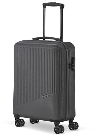 Travelite 4-hjuls resväska set 3 delar storlekar L/M/S, bagage serie Bali: ABS hårda skal trolleys, antracit, Trolley Handgepäck (55 cm), Handbagage med hårt skal med 4 hjul