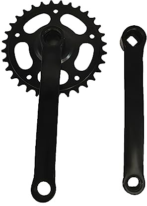 ZZRSDAN 165mm Crankarm Single Speed Crankset for Mountain Road Bike Fixed Gear Bicycle Folding Bicycle(Square Taper, Black, Sprocket) (32T Single Speed Crankset-Black)