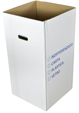 DUE ESSE S.N.C. DI SABATINI ALDO PZ 5 CARTONE PORTA RIFIUTI PLASTICA, CARTA, INDIFFERENZIATA, VETRO CM 35 X 35 ALTI CM 70 CONTENITORE IN CARTONE RESISTENTE PER RACCOLTA RIFIUTI