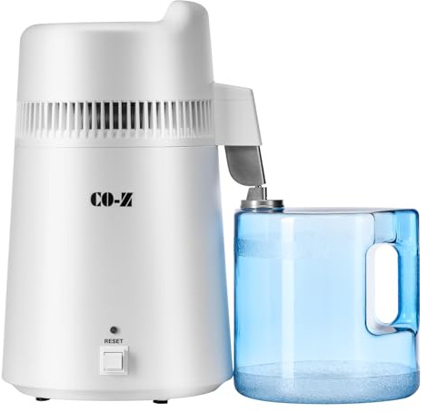 CO-Z Countertop Water Distiller, 6L Distilled Water Maker for Drinking Water Purification, 900W Portable Water Purifier Machine Home Office Travel, White