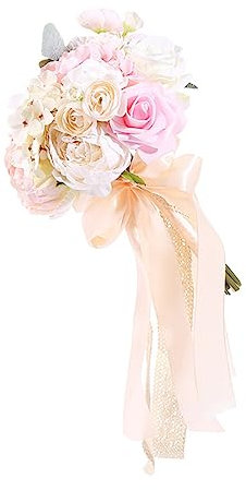 Abaodam Hochzeitsstrauß Blumenstrauß Foto-Requisite Simulation Rose Diamanten Bouquet Rosenstrauß Braut liefert Brautjungfern, die halten künstlich Blumen halten Brautbedarf Plastik