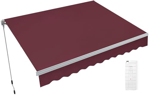 MCombo Patio Awning 10x8 Feet Sunshade Canopy for Motorized Retractable Awnings (Burgundy, 10x8 ft)