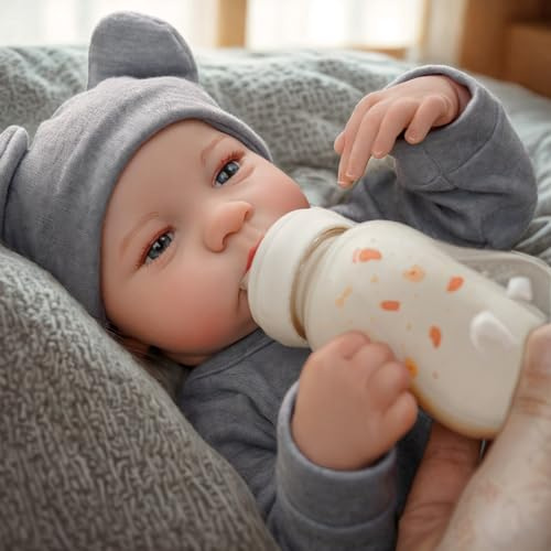 BABESIDE Lebensechte Reborn-Baby Puppen Junge - 18 Zoll Reborn Baby VollSili-kon Lebensecht - Realistische Blaue Augen Junge vin-yl Nettes Neugeborenes Spielzeug Geschenk für Kinder Alter 3+