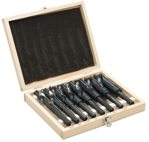 AVIMYA Broca helicoidal de Acero de Alta Velocidad con Mango pequeño, Juego de 8 Piezas, Caja de Madera, abridor de Agujeros, Mango pequeño, Blanco y Negro (Size : Op Bag 8PC)