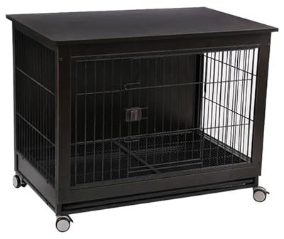 Eckige Hundehütte Hundebox Hundehaus mit Türriegel Holz Indoor Hundekäfig Schrank 2-in-1 Hundekäfig Nachttish Haustierkäfig für mittelgroße Hunde für kleine Hunde bis mittelgroße Hunde. ( Color : Nero